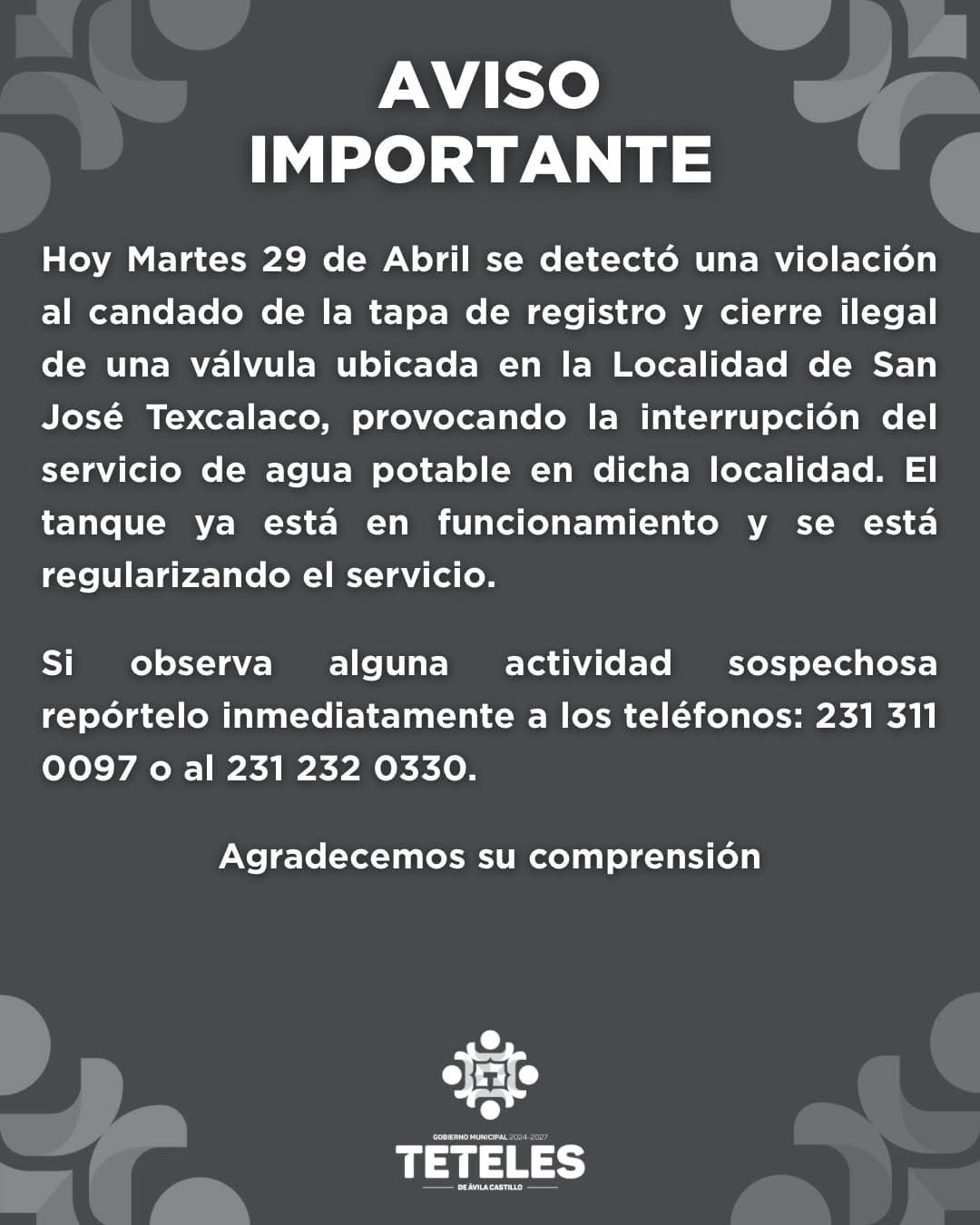 Aviso importante 